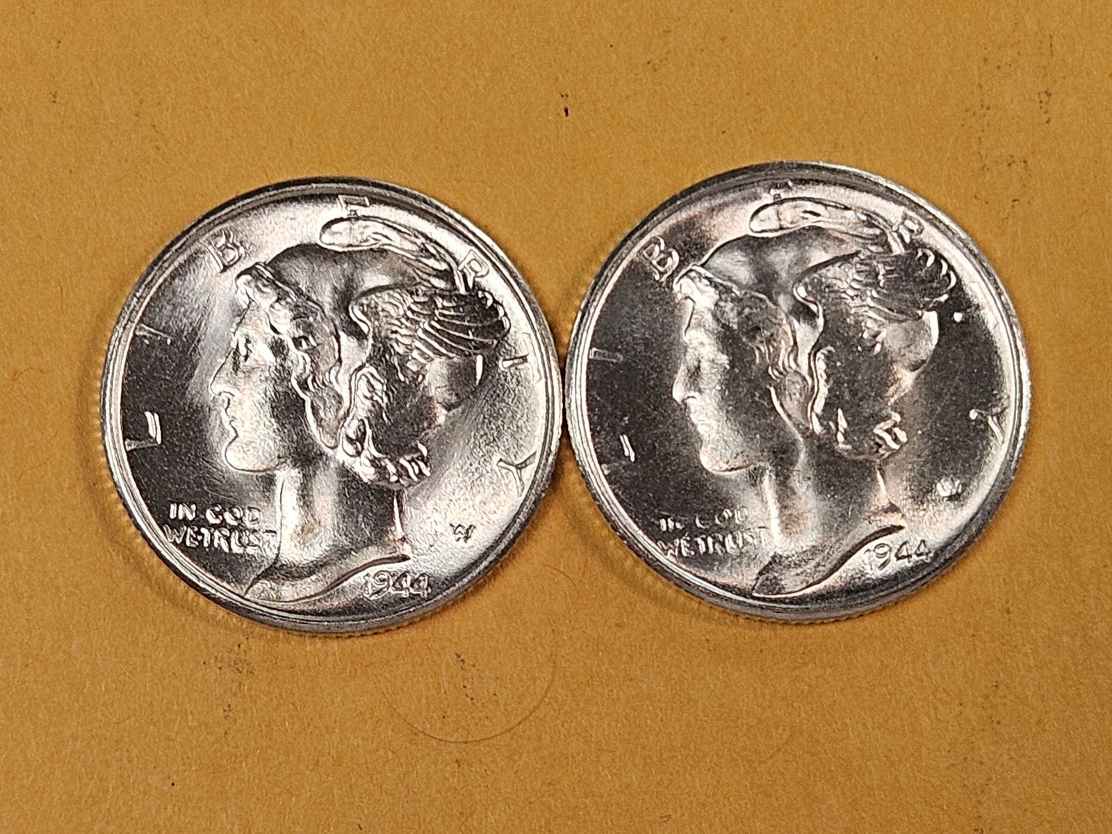 Two GEM Brilliant Uncirculated 1944-S Mercury Dimes - 3