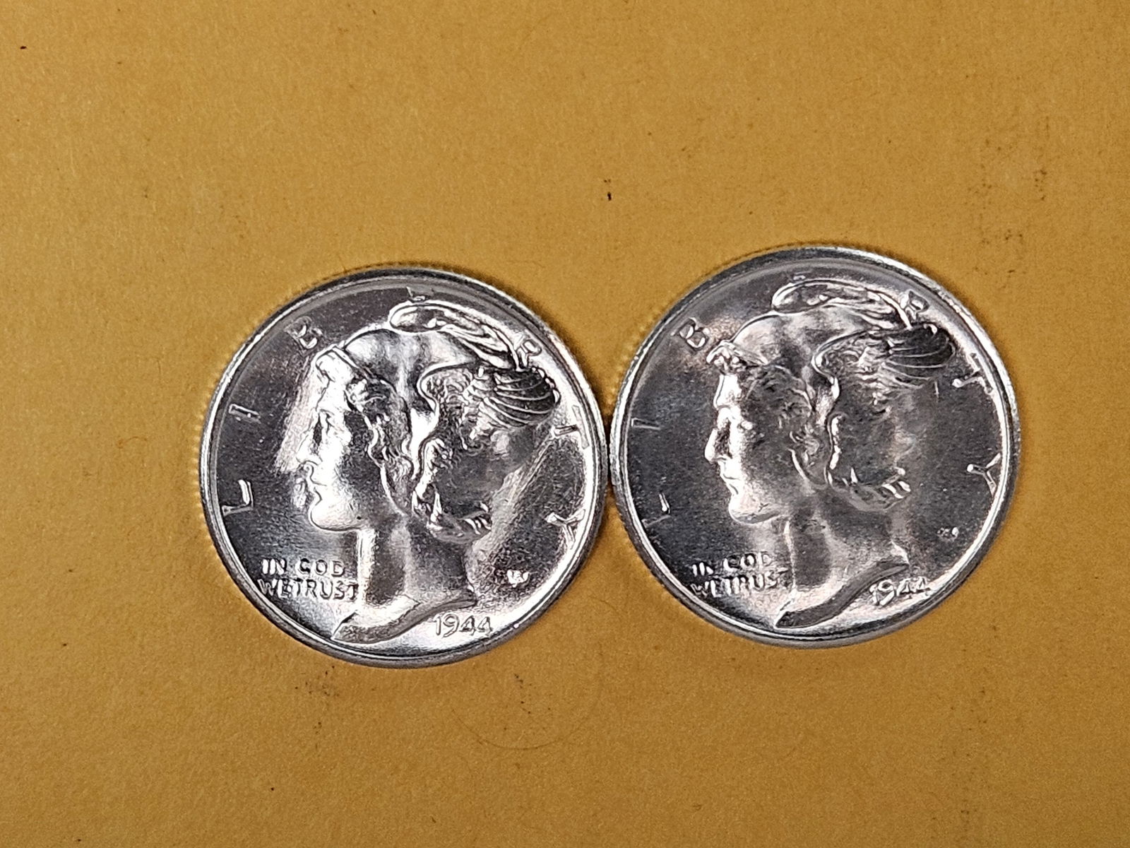 Two GEM Brilliant Uncirculated 1944-S Mercury Dimes - 5