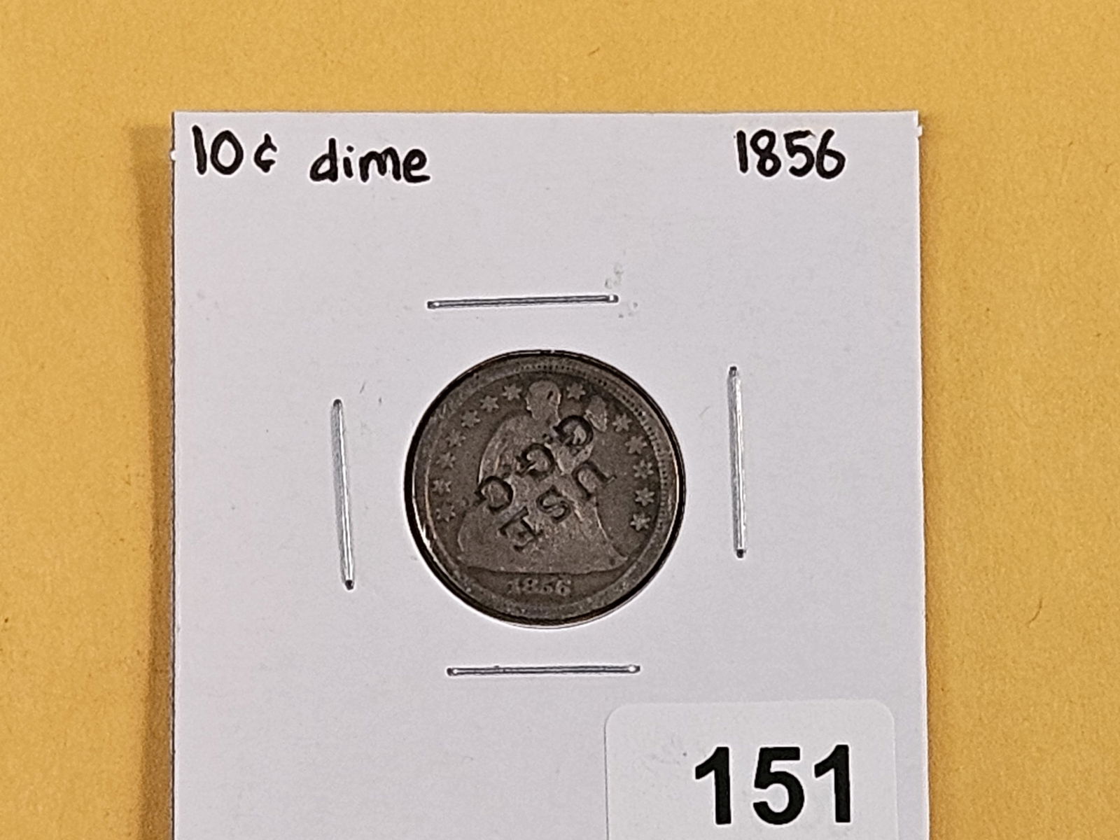 Cool Counterstamp on a 1856 Seated Liberty Silver Dime - 2