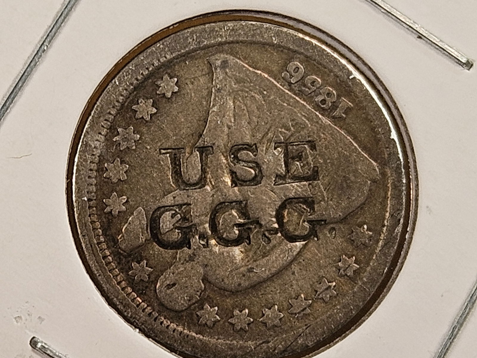Cool Counterstamp on a 1856 Seated Liberty Silver Dime - 3