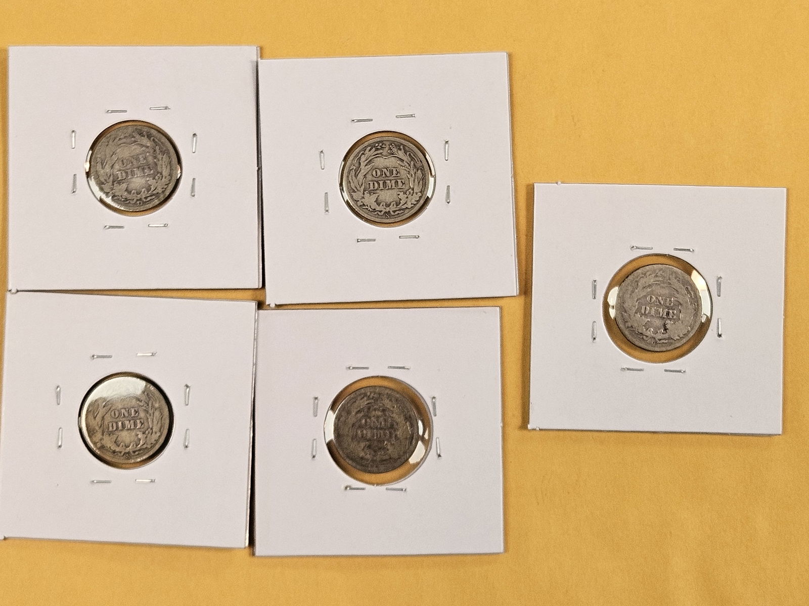 Five mixed Silver Dimes - 5