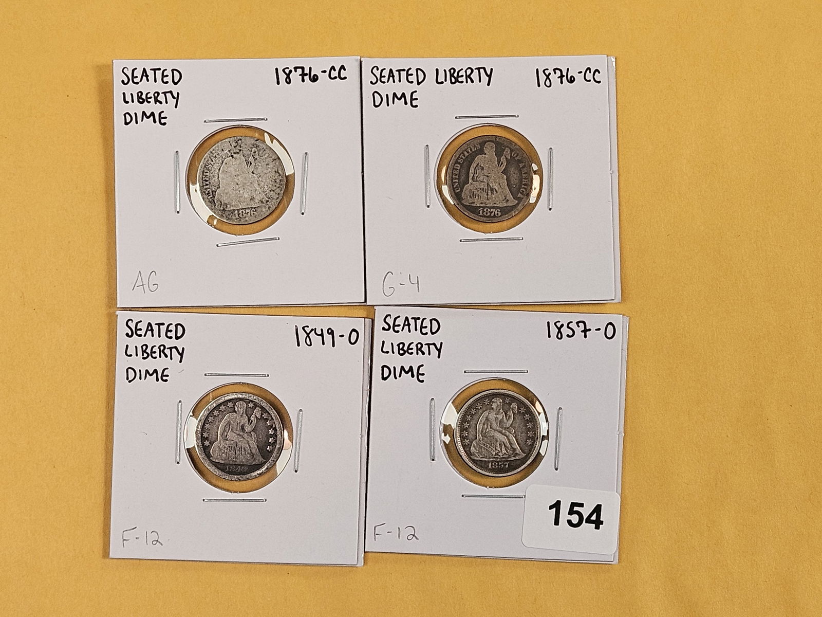 Four mixed Seated Liberty Silver Dimes: Includes two CARSON CITY 