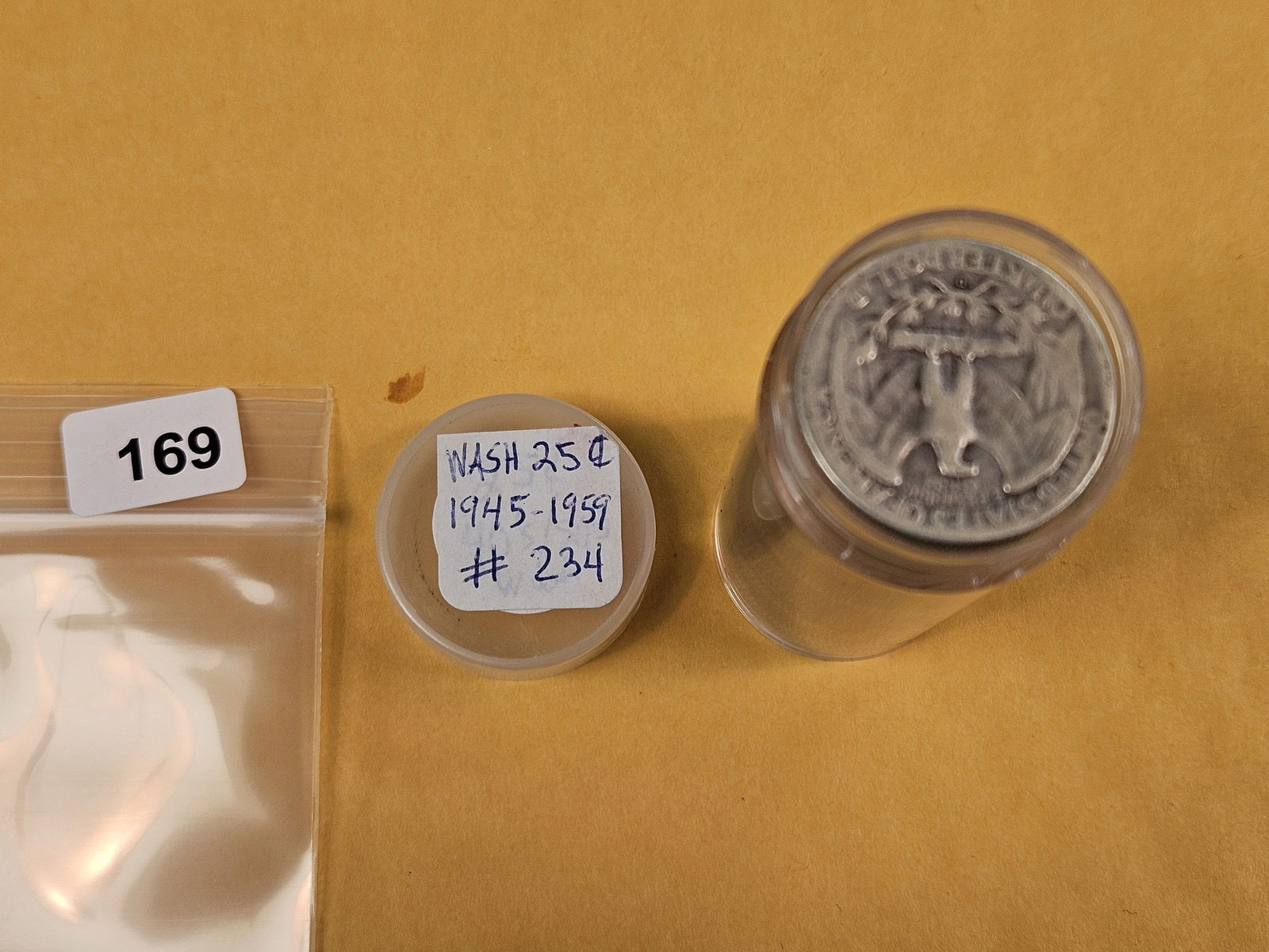 Full Roll of silver Washington Quarters: From Consignor. Unchecked by us. Top says 1954 - 59. probably all circulated 