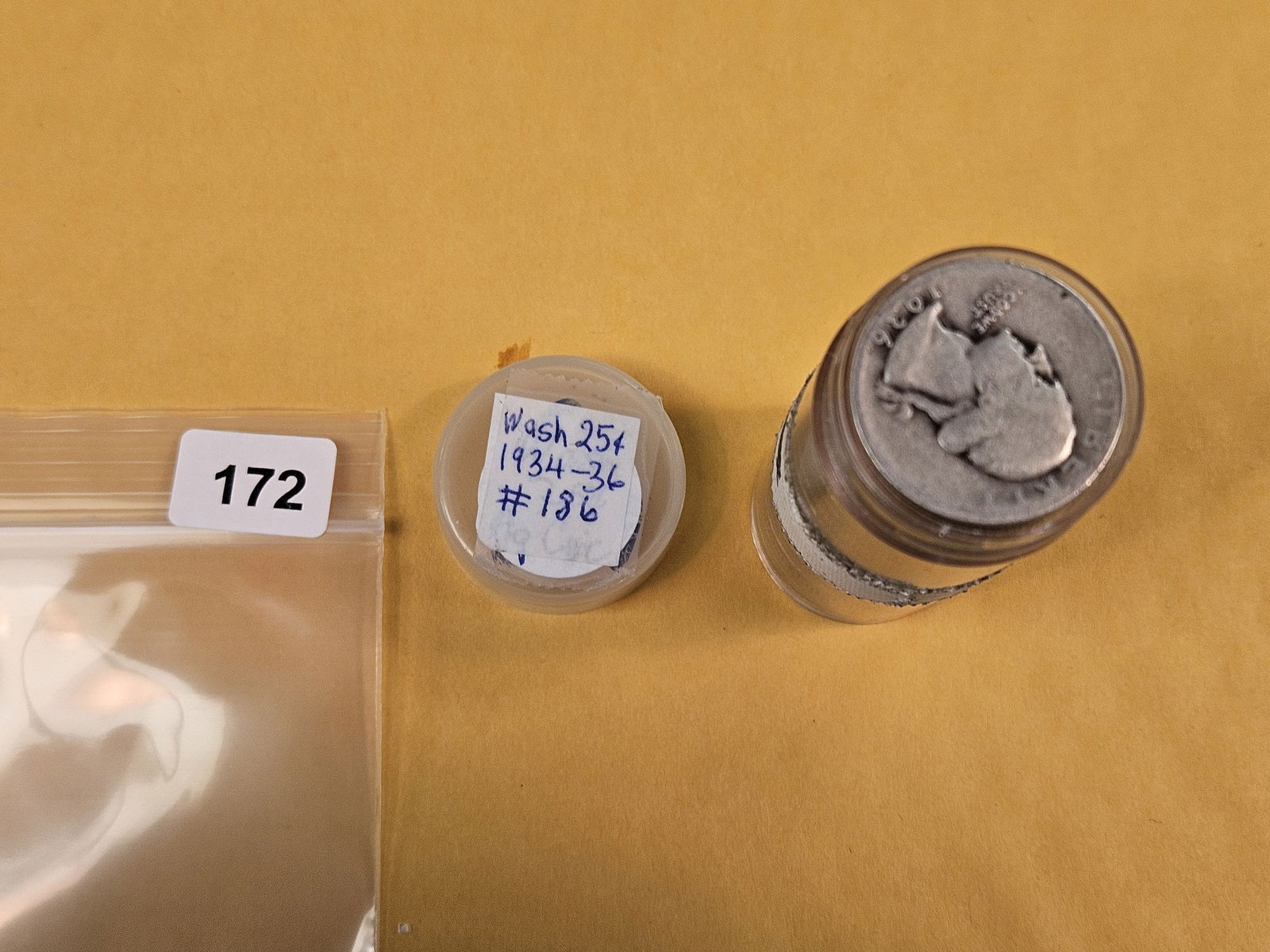 Full Roll of silver Washington Quarters: From Consignor. Unchecked by us. Top says 1934 - 36. probably all circulated 