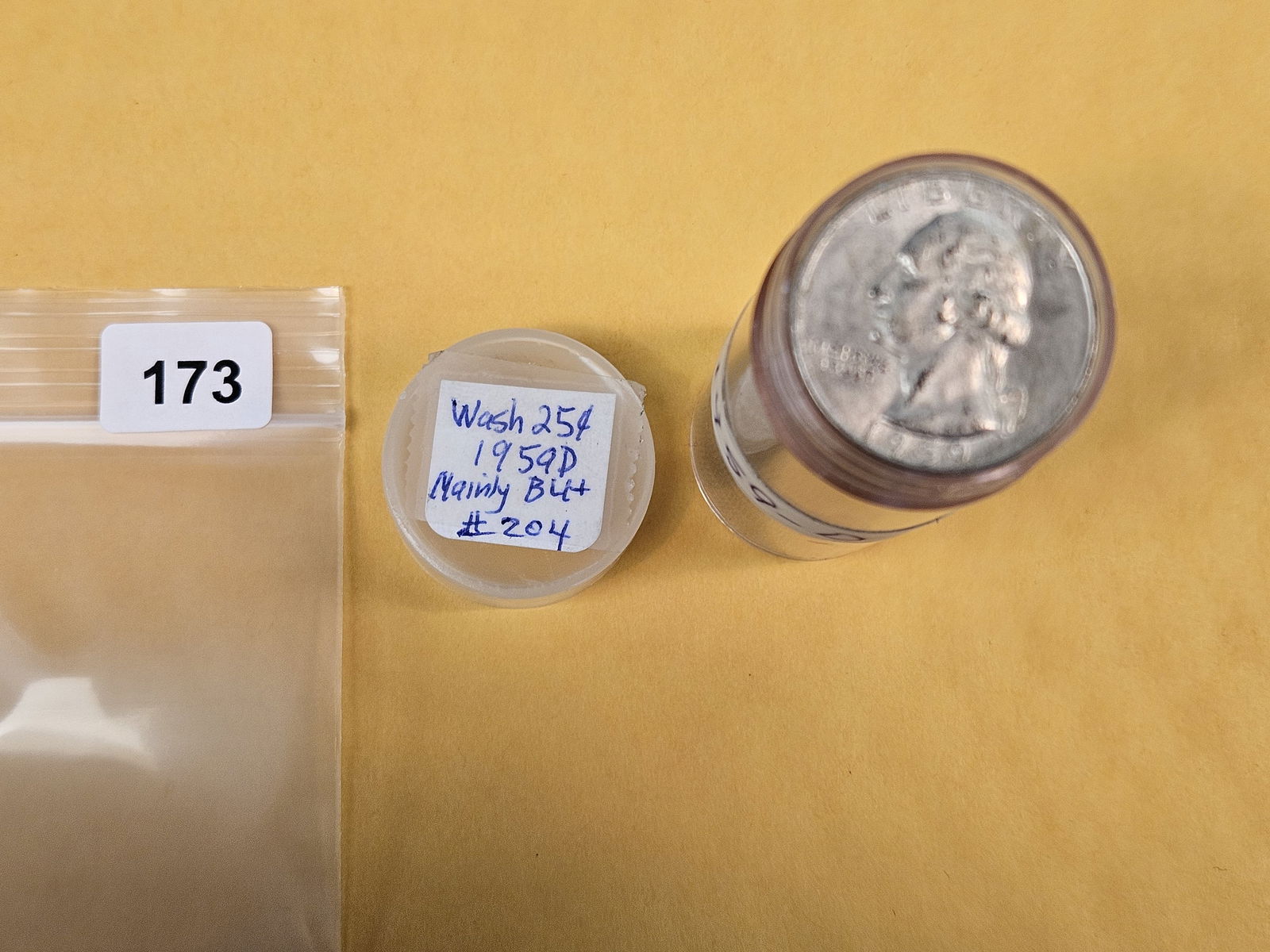 Full Roll of silver Washington Quarters: From Consignor. Unchecked by us. Top says 1959-D, mainly BU 