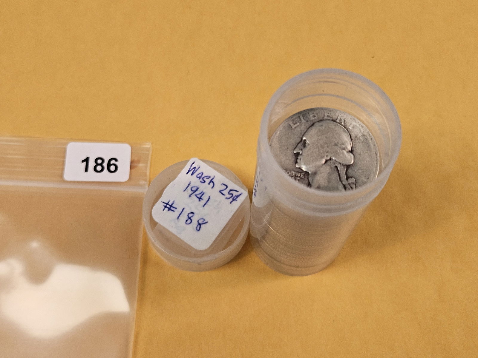 Full Roll of silver Washington Quarters: From Consignor. Unchecked by us. Top says 1941. Probably all circulated