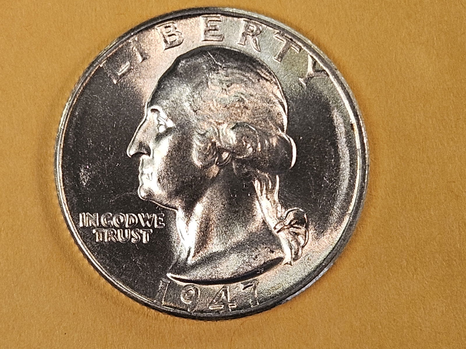 GEM Brilliant Uncirculated 1947 silver Washington Quarter - 4
