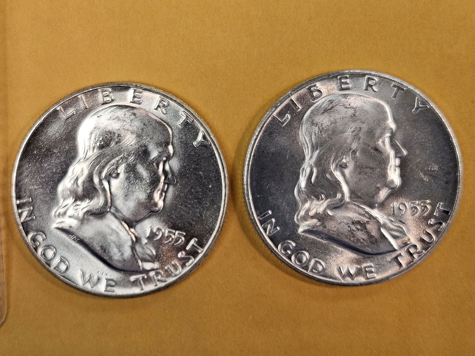 Two Gem, Roll-Fresh, silver Franklin Half Dollars (1 of 6)