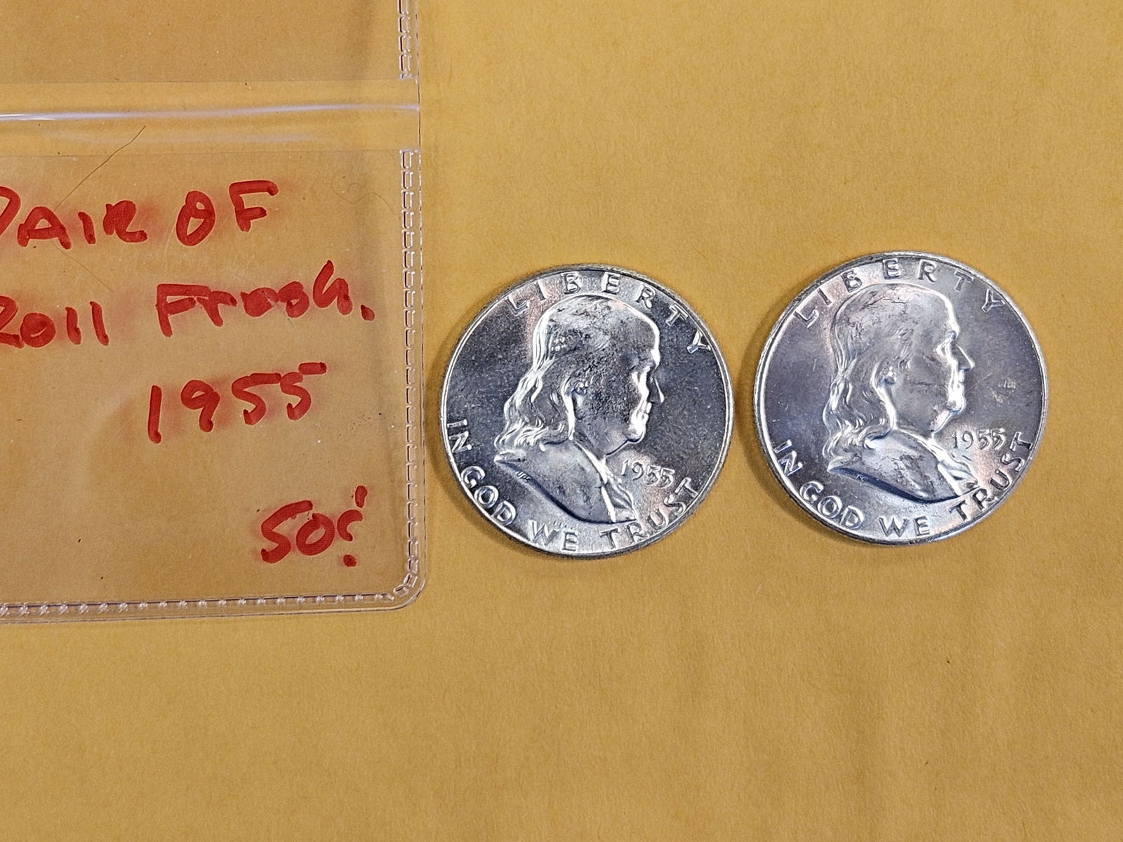 Two Gem, Roll-Fresh, silver Franklin Half Dollars - 2
