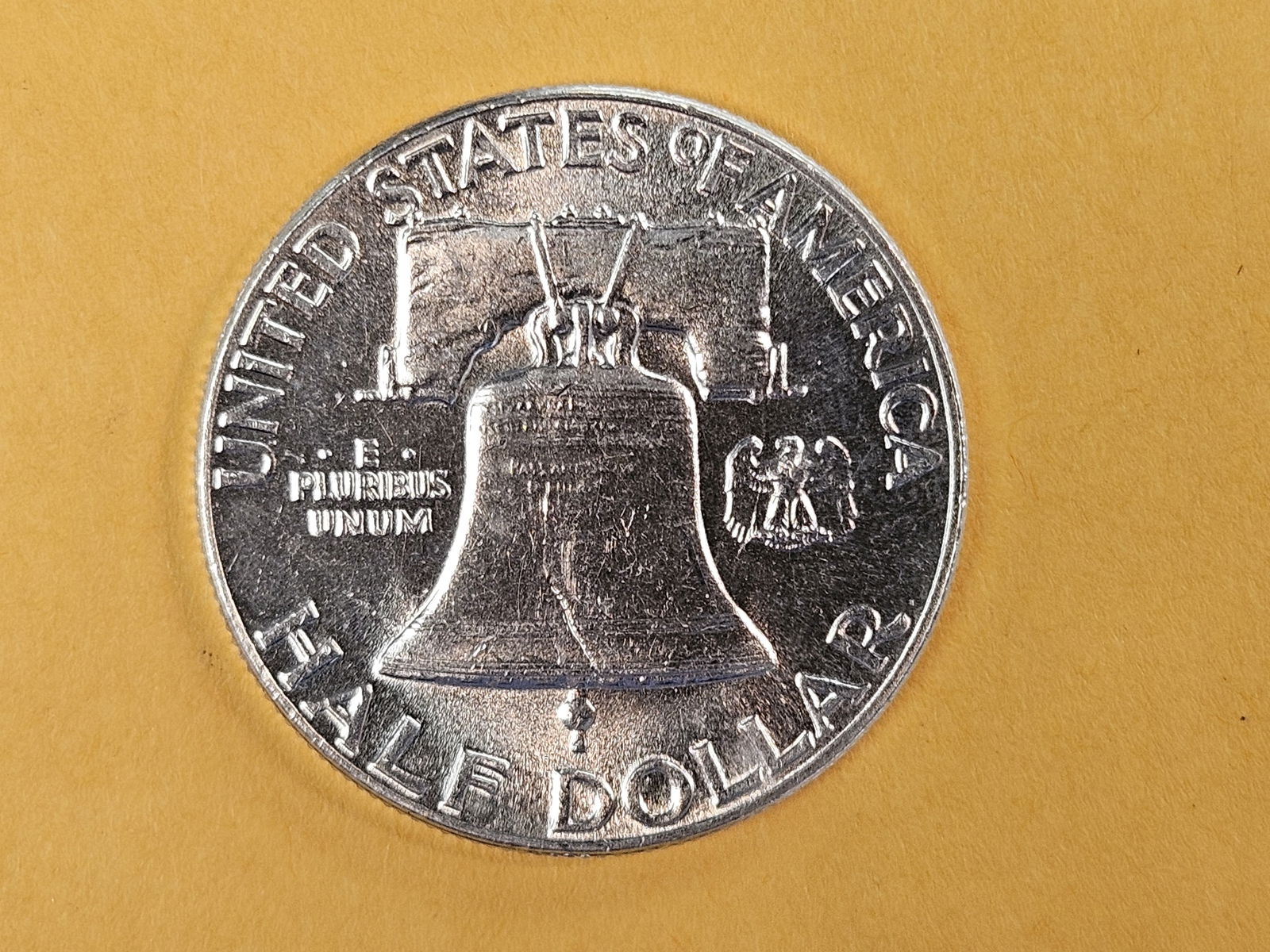 Choice Brilliant Uncirculated 1949 Franklin silver half dollar FBL - 6