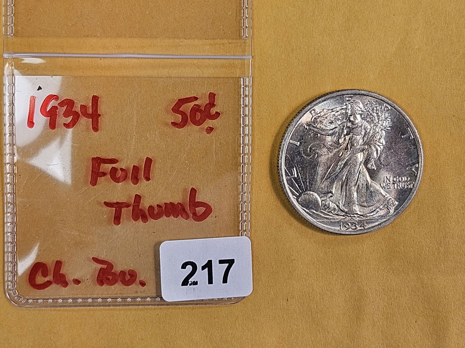 Choice Brilliant Uncirculated 1934 Walking Liberty half Dollar - 2