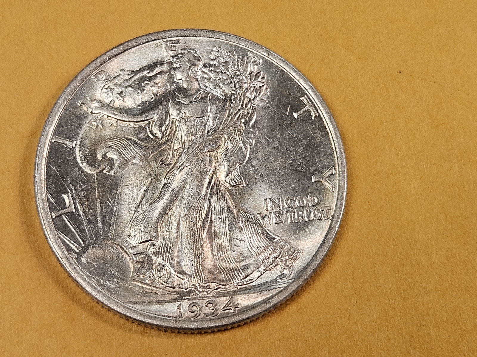 Choice Brilliant Uncirculated 1934 Walking Liberty half Dollar - 3
