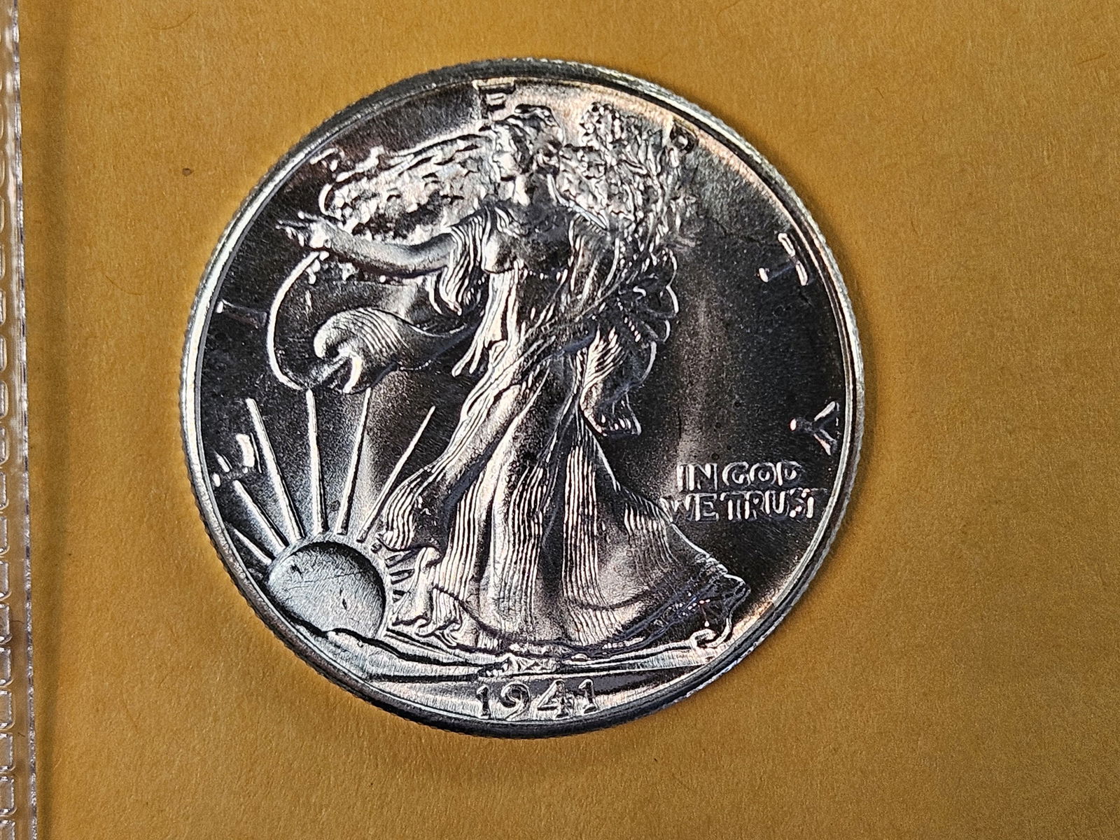 ** GEM BRILLIANT Uncirculated 1941 Walking Liberty Half Dollar: STELLAR DEEP CONTRAST! Looks near-prooflike! Perfect luster 
