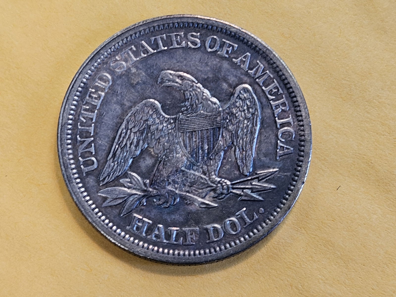 1842 Seated Liberty silver half dollar in Brilliant About Uncirculated plus - details - 8