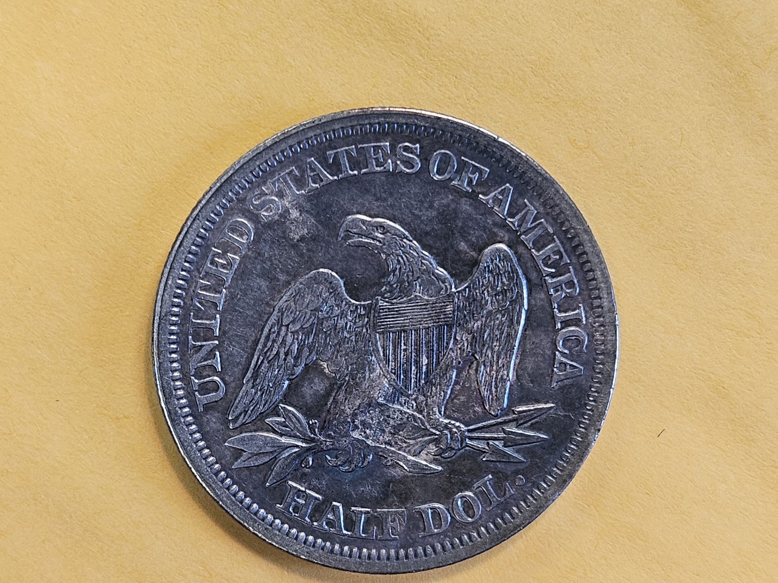 1842 Seated Liberty silver half dollar in Brilliant About Uncirculated plus - details - 9