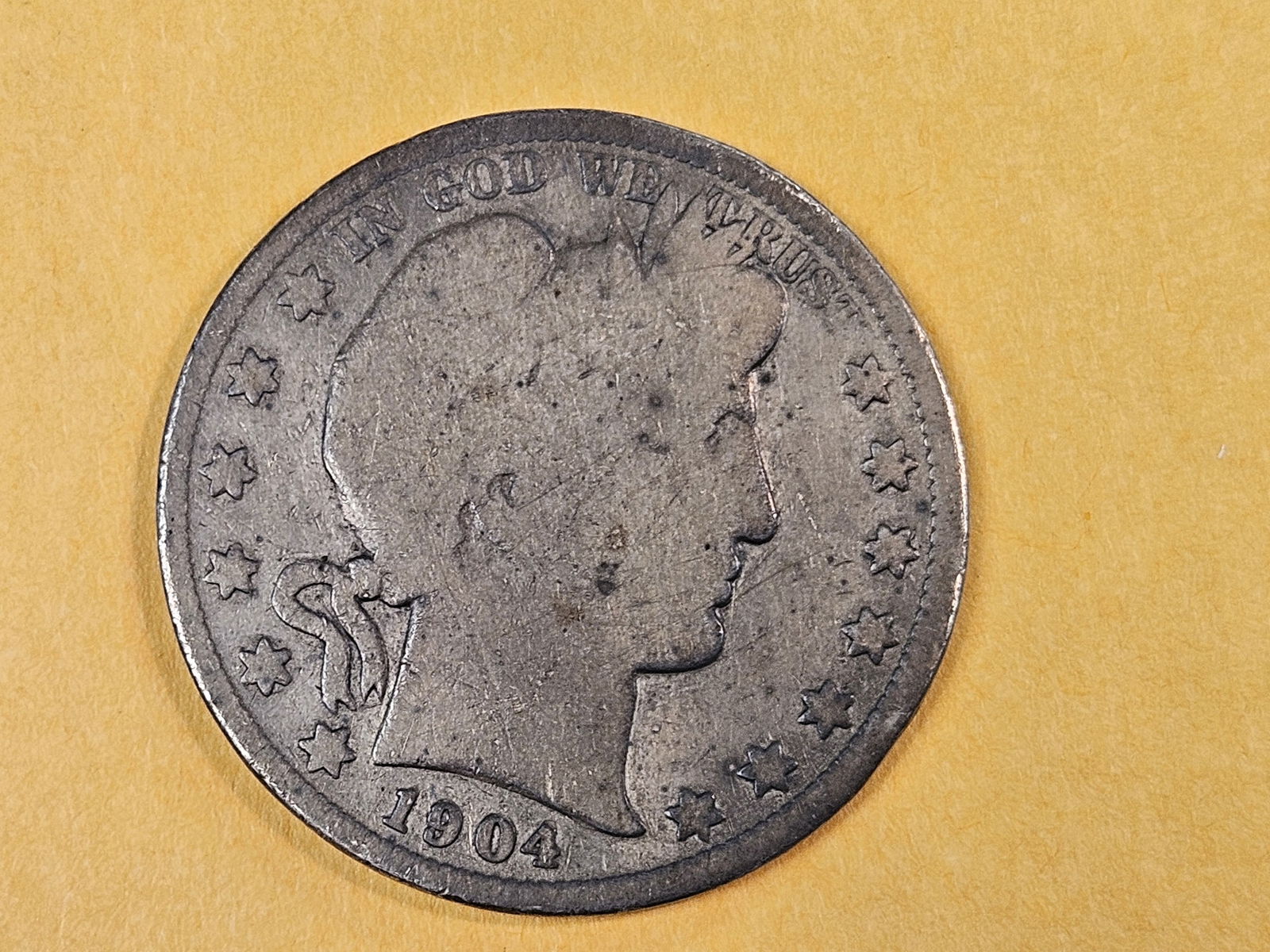 Better date 1904-O Barber half Dollar in Good: New Orleans mint 