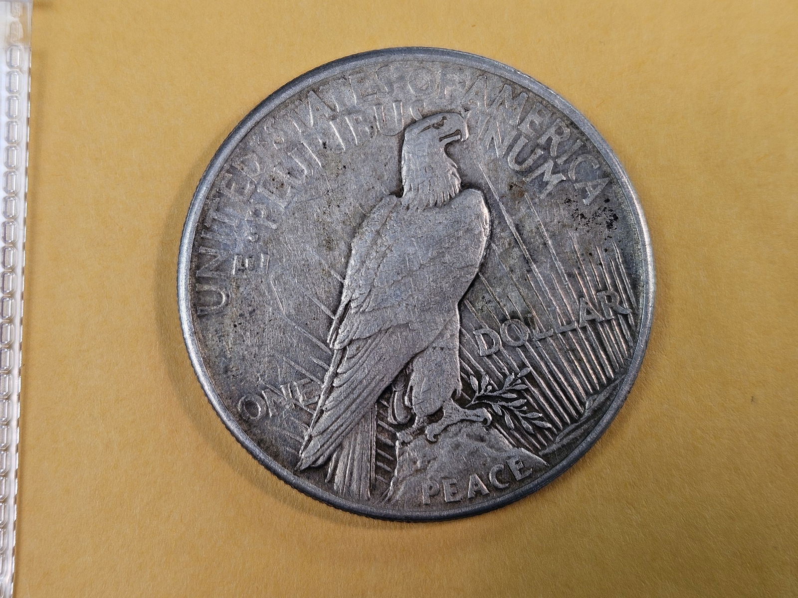 ** KEY DATE ** 1921 Peace silver dollar in About Uncirculated - 4