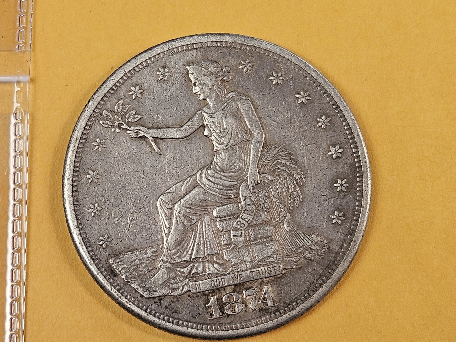 1874-S silver Trade Dollar in Very Fine - 30: Solid, nice coin! 
