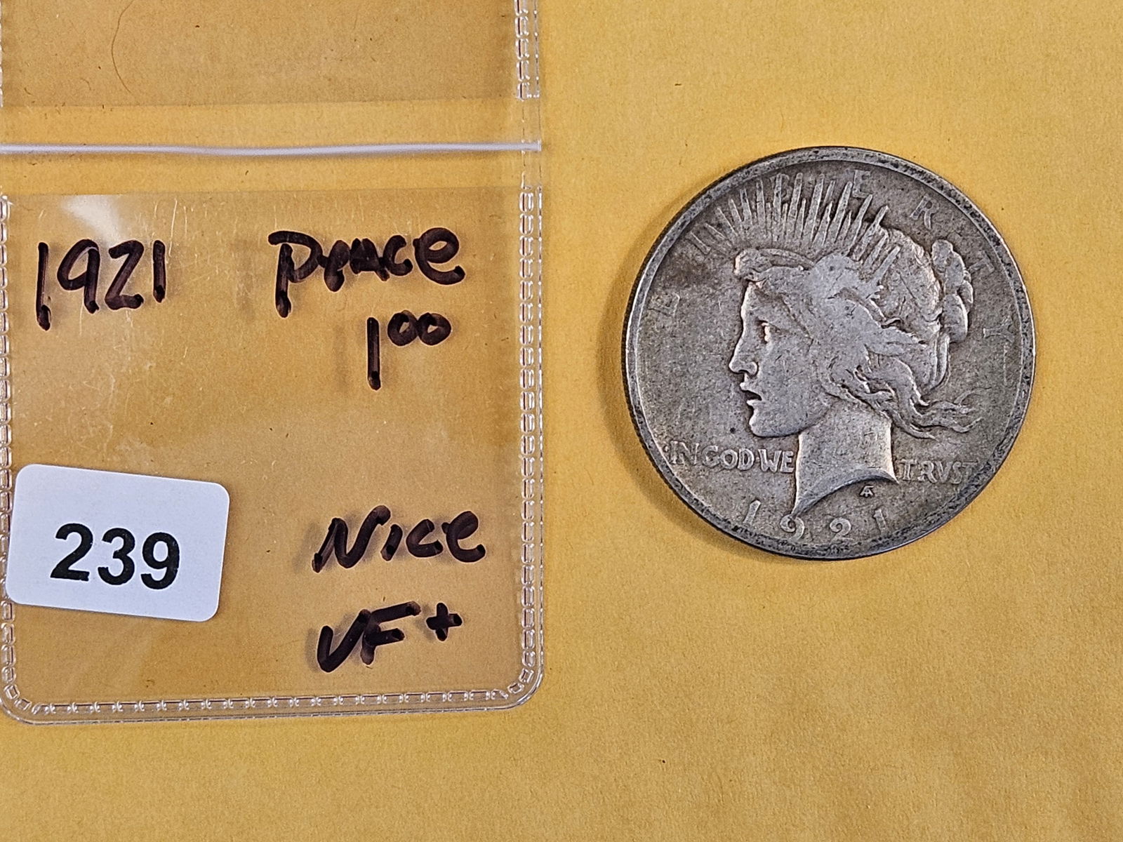 ** KEY DATE ** 1921 Peace Silver Dollar in Very Fine plus - 2
