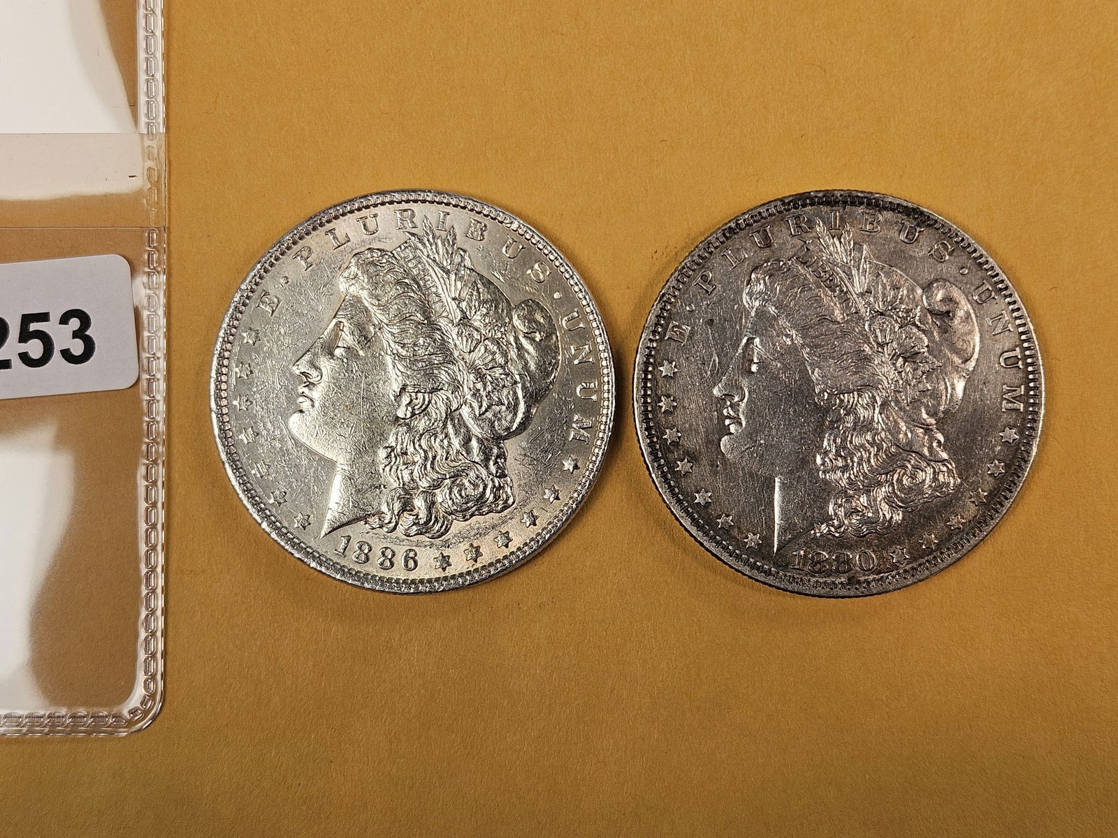 Two About Uncirculated Morgan Silver Dollars: 1886 and 1880-O 