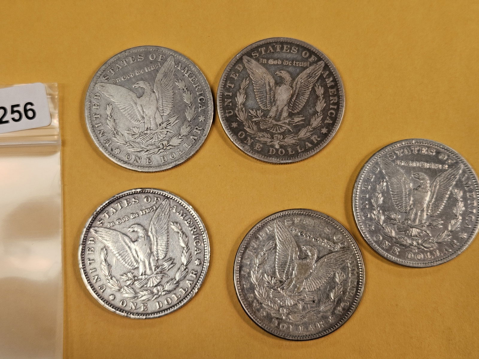 Five mixed Morgan Silver Dollars - 2