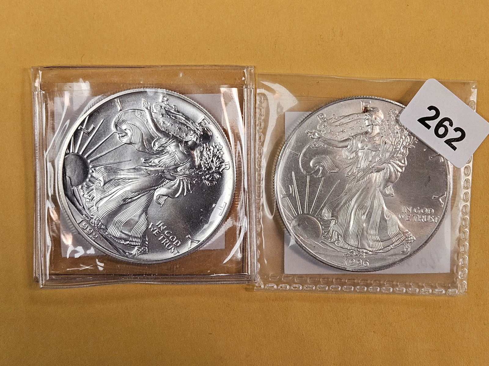 1992 and 1996 GEM BU American Silver Eagles: Nice 