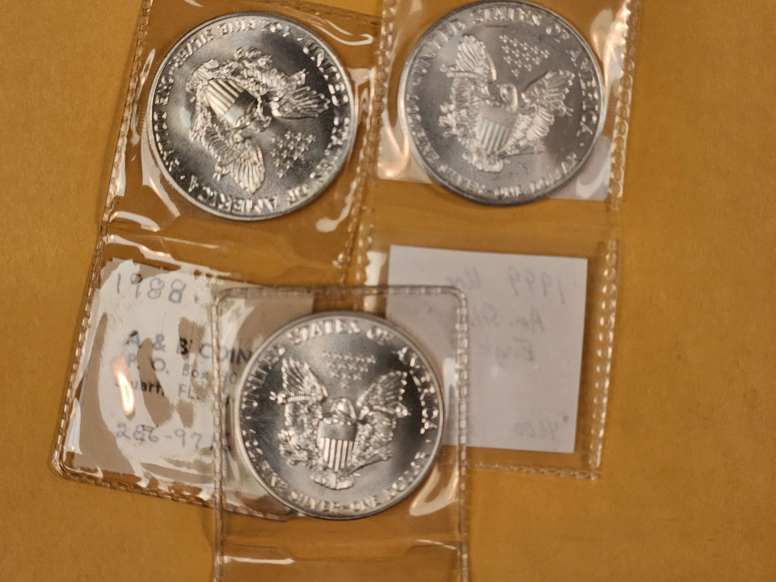 Three GEM Brilliant Uncirculated American Silver Eagles - 2
