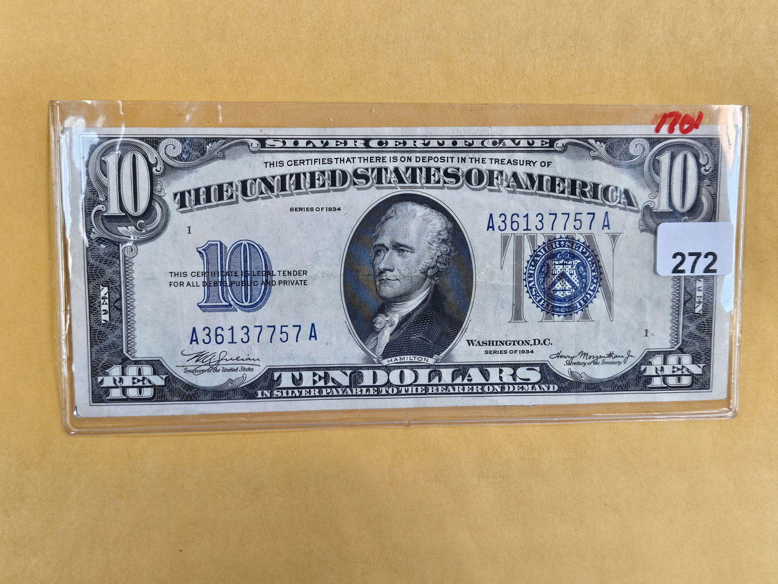 Crisp XF-AU Ten Dollar Silver Certificate (1 of 2)