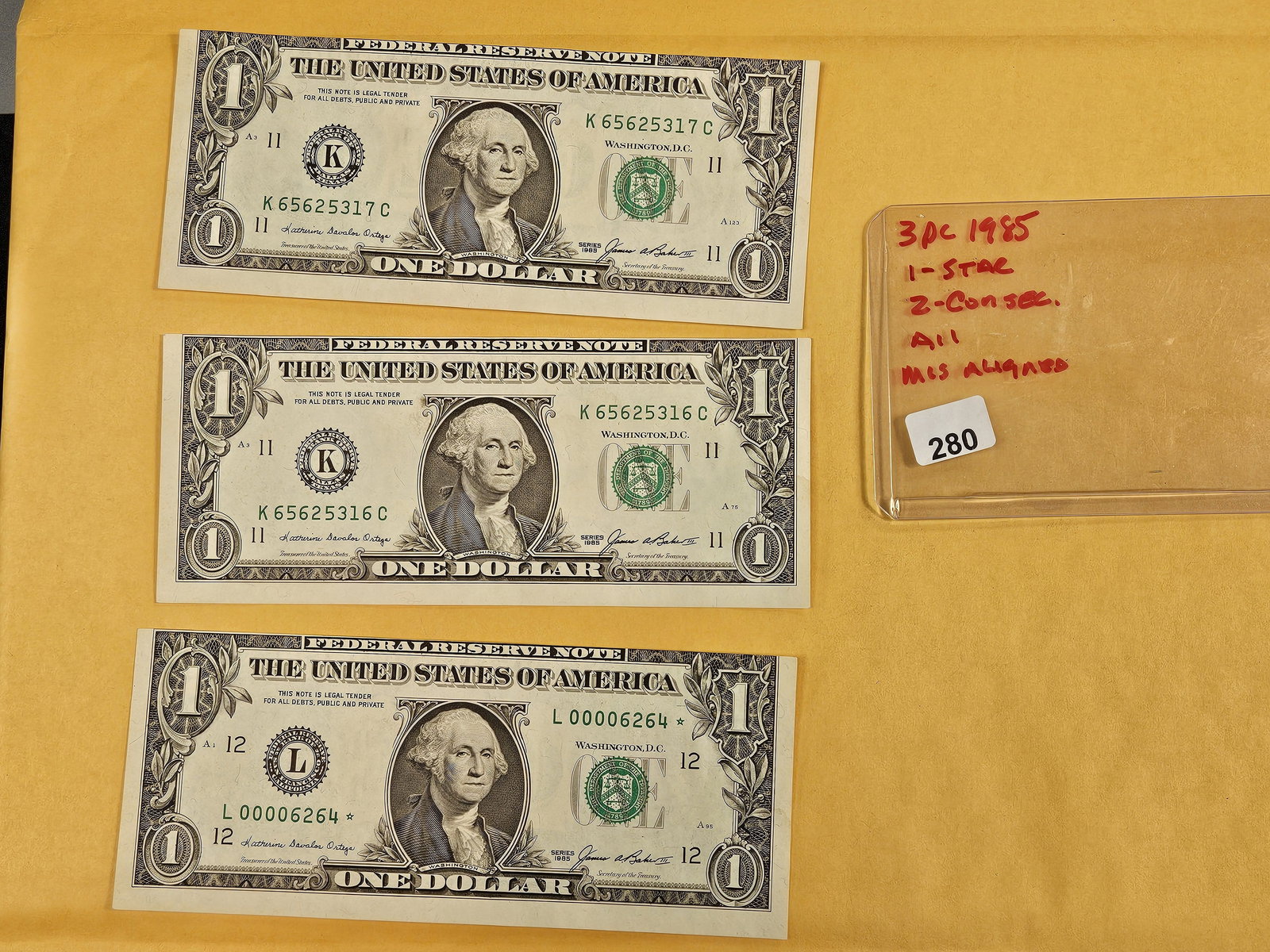 ERROR NOTES! Three Crisp Uncirculated FRN $1 Notes (1 of 2)