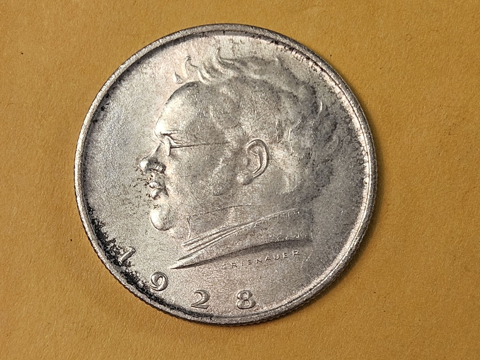 Uncirculated 1928 Austria silver 2 shillings: KM 2843. F. Schubert Commemorative 