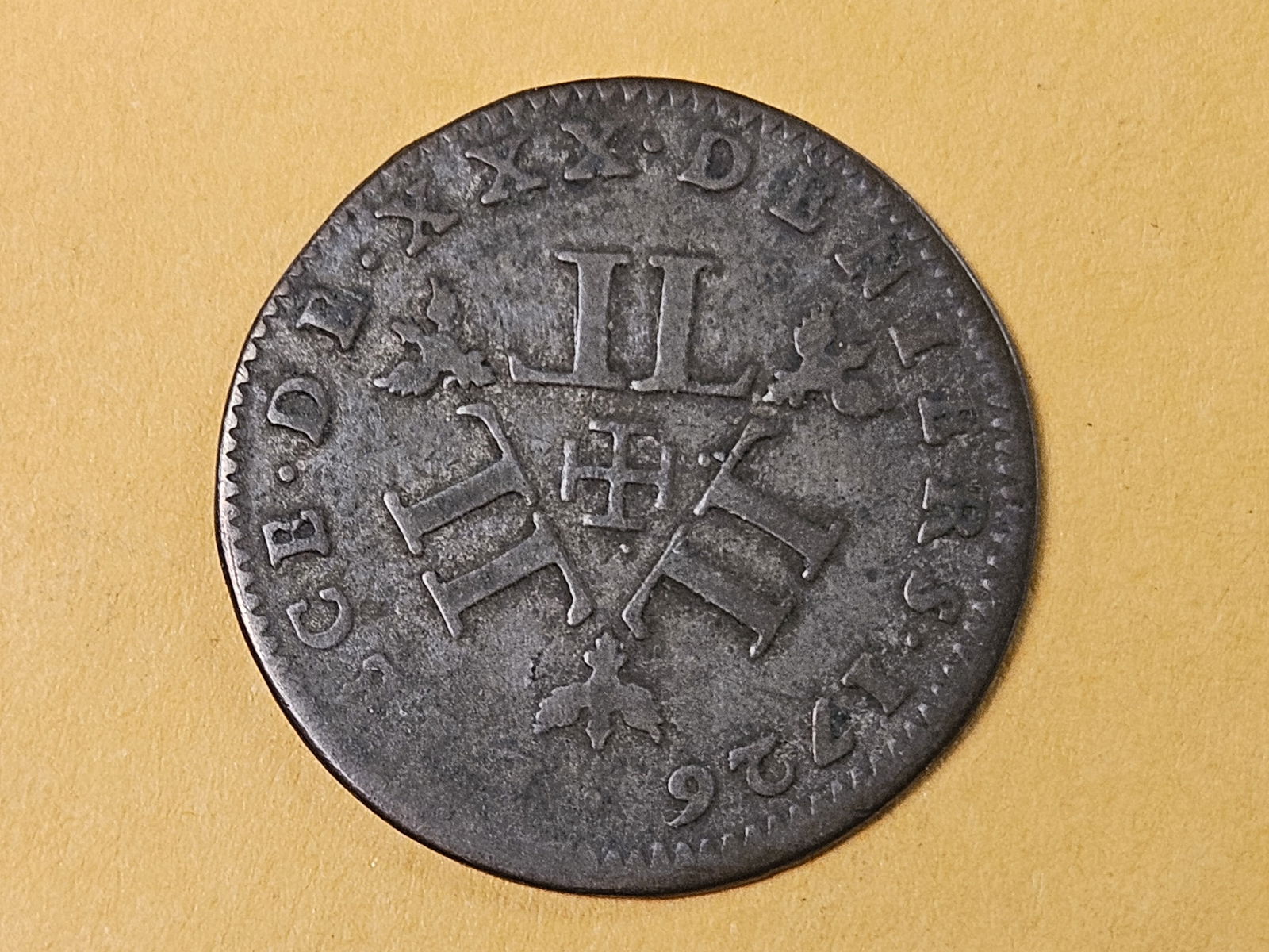 1726 France Lorraine 12 deniers: KM 73. Two year issue. Leopold I 