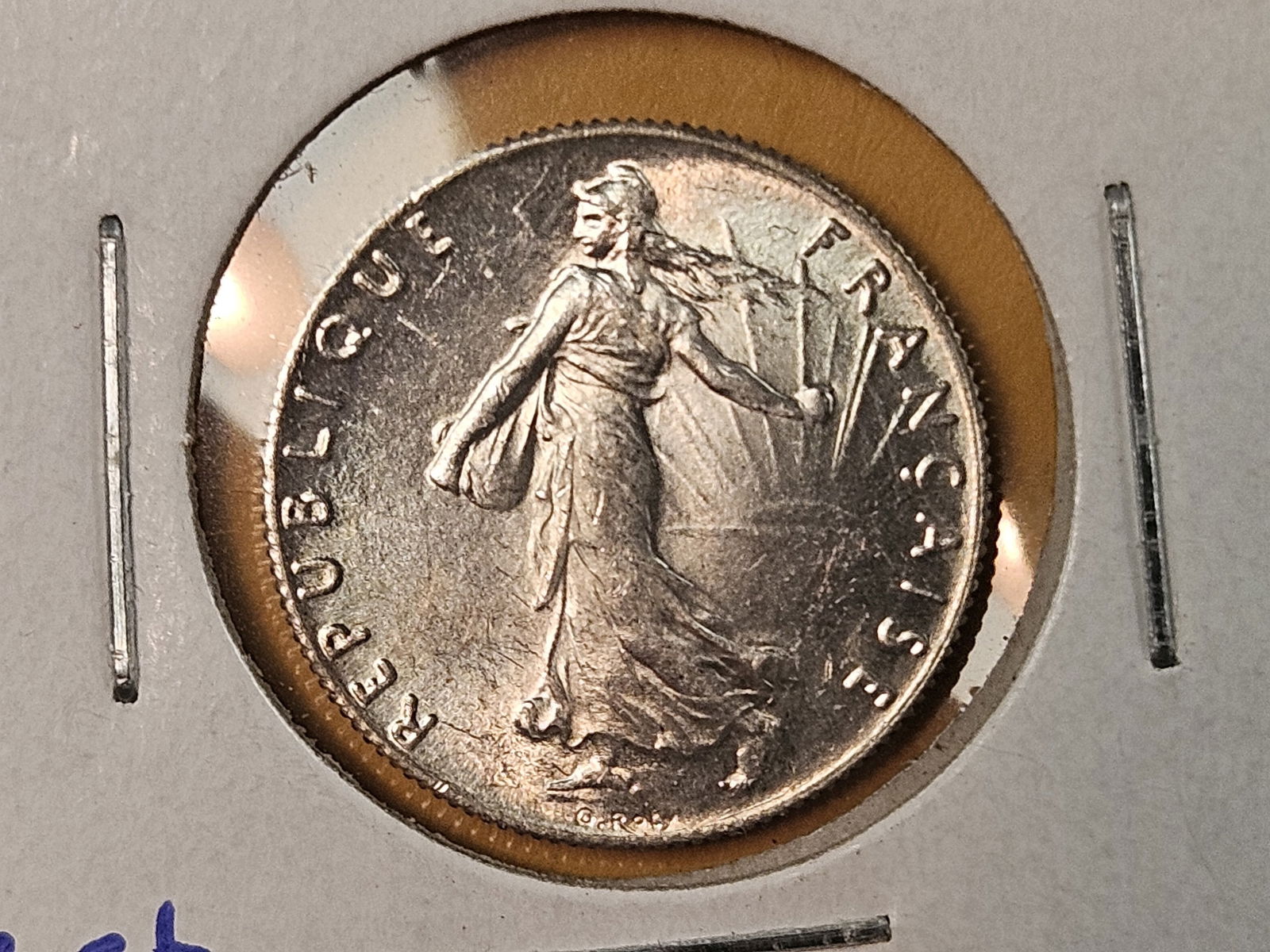 Very Choice Brilliant Uncirculated 1910 France silver 50 centimes: KM 854 
