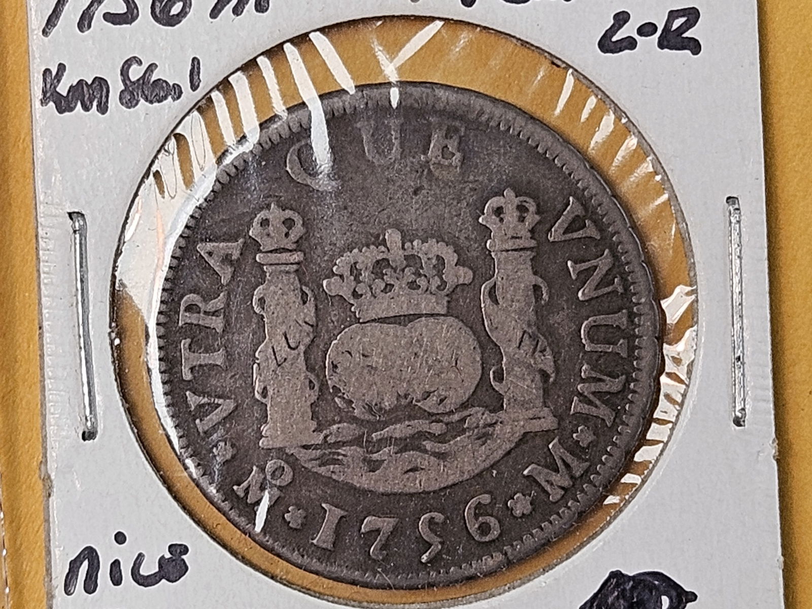 1756 m Mexico silver 2 reals in Fine: KM 86.1 