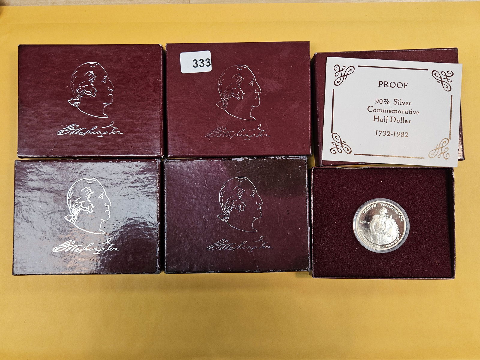 Five 1982 GEM Proof Deep Cameo Commemorative silver half dollars (1 of 1)