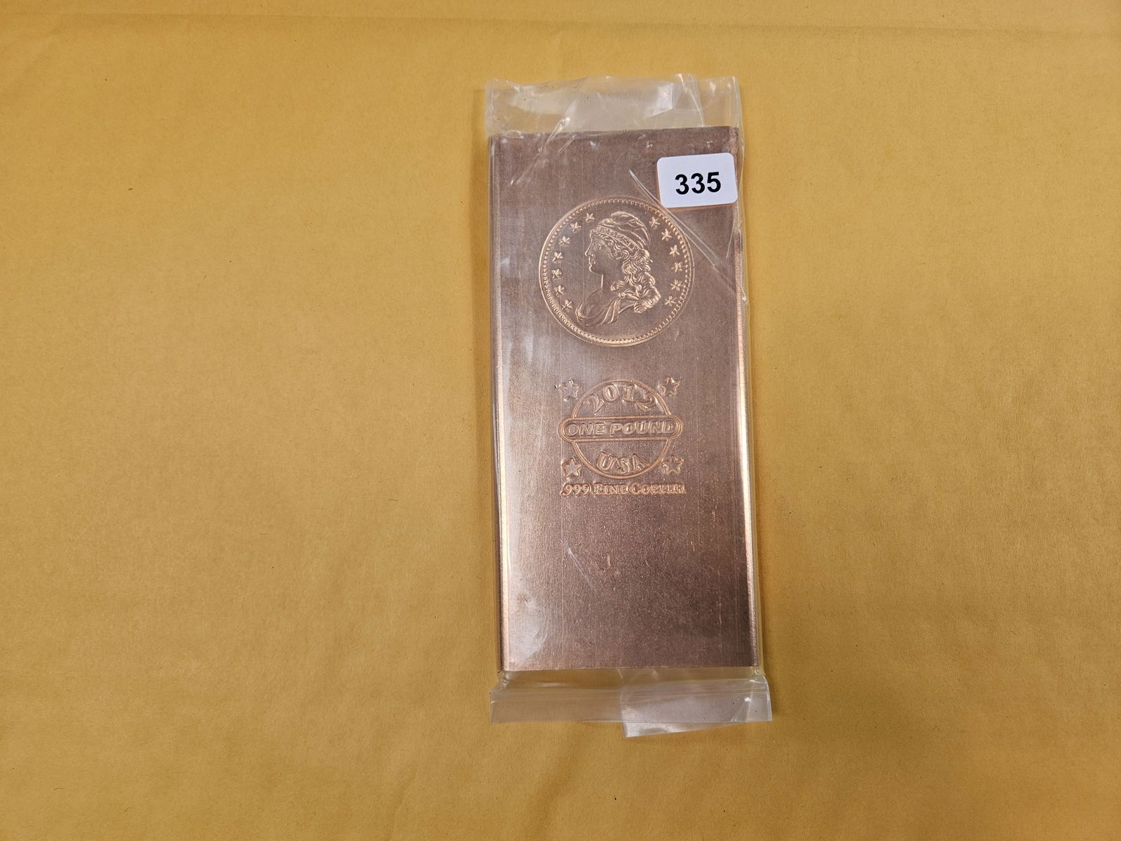 ONE POUND .999 fine copper bar: Bust Motif 
