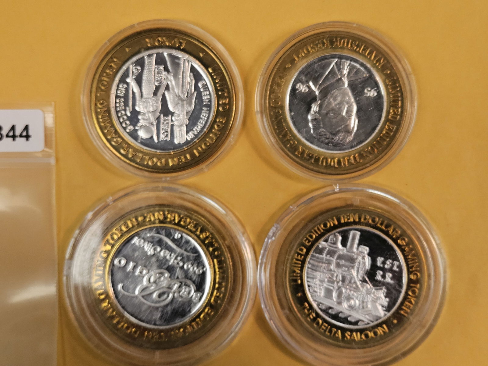 Four mixed GEM .999 fine silver center Casino Gaming Tokens - 2