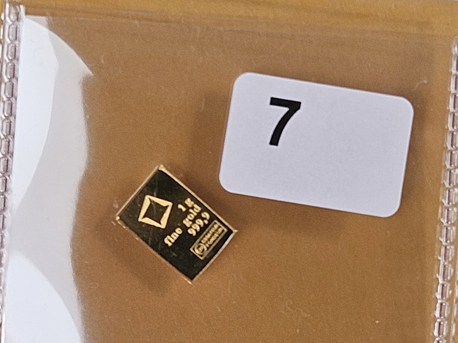 GOLD! Valcambi Fractional One Gram .9999 fine gold bar: Fresh from an original CombiBar 