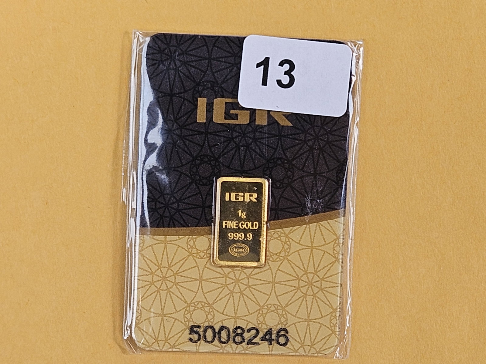 GOLD! IGR One Gram .9999 fine gold bar: In original Assay card holder 