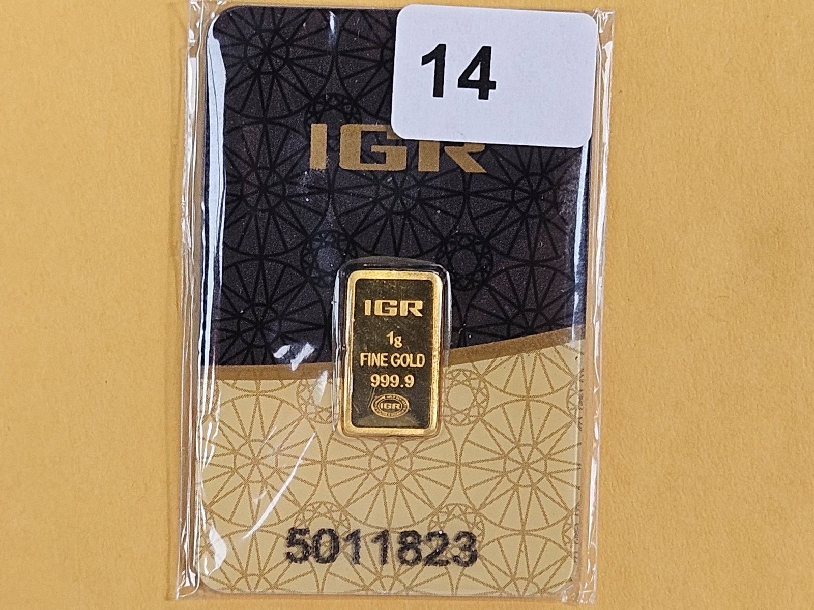 GOLD! IGR One Gram .9999 fine gold bar: In original Assay card holder 
