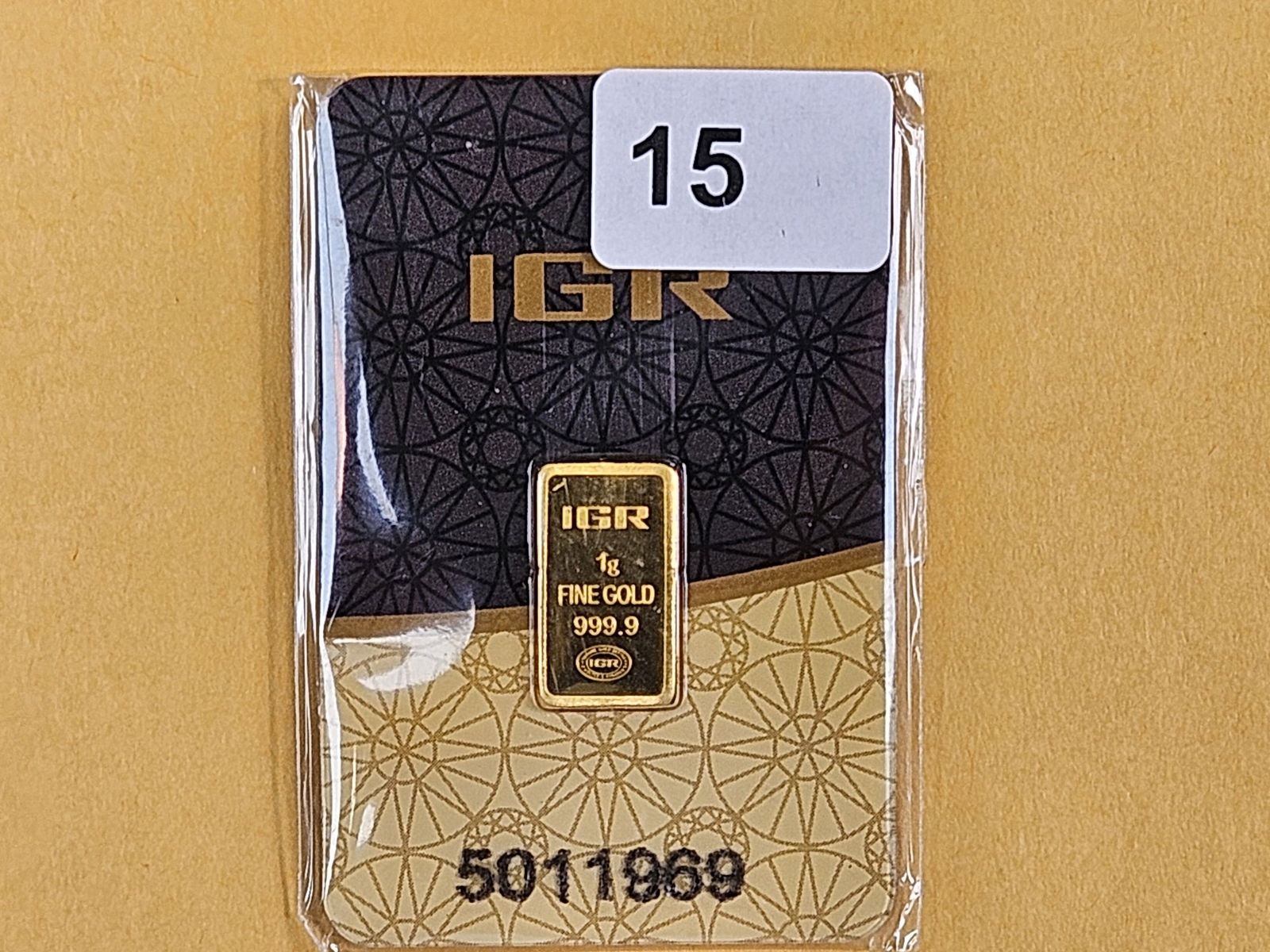 GOLD! IGR One Gram .9999 fine gold bar: In original Assay card holder 