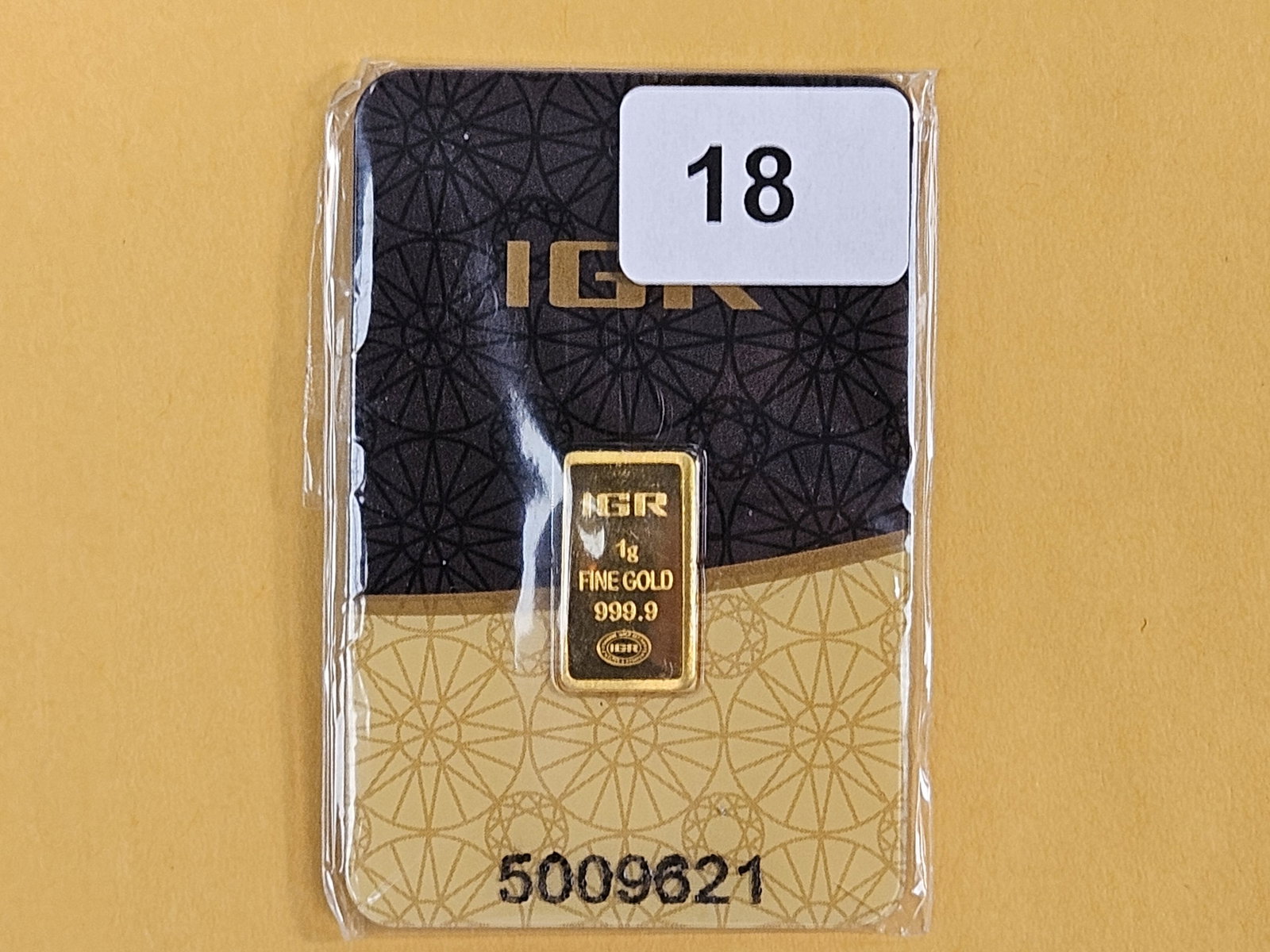 GOLD! IGR One Gram .9999 fine gold bar: In original Assay card holder 