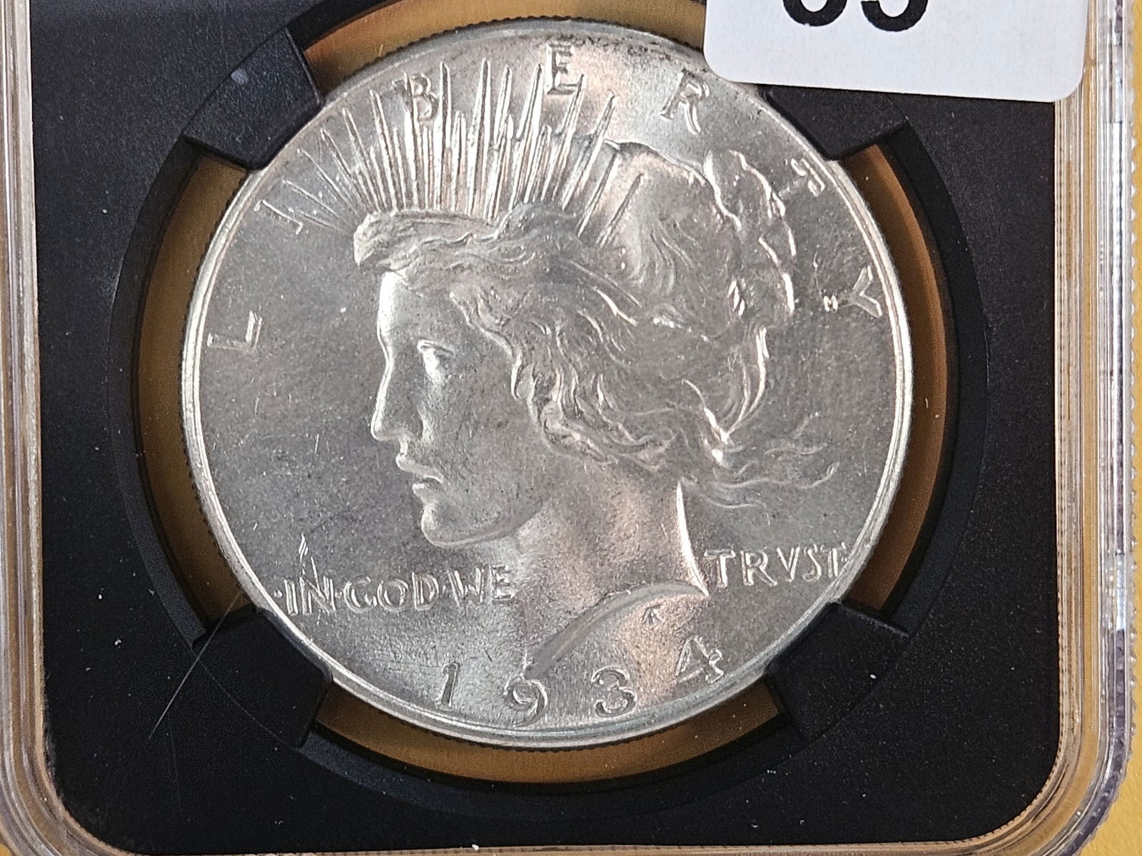 * NGC-X VAULTBOX 1934 Peace Silver Dollar in Mint State 9.3: Funky NGC-X grading. Vaultbox-Series 5 