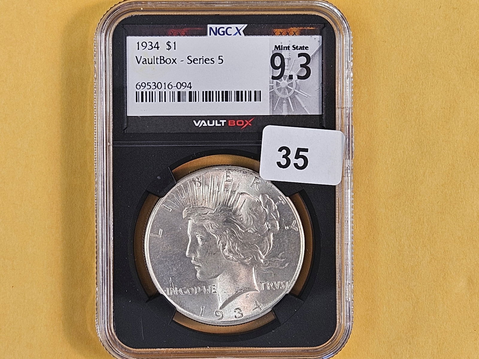 * NGC-X VAULTBOX 1934 Peace Silver Dollar in Mint State 9.3 - 2