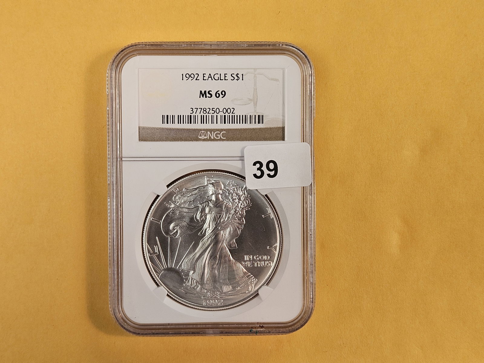 NGC 1992 American Silver Eagle in Mint State 69 (1 of 2)