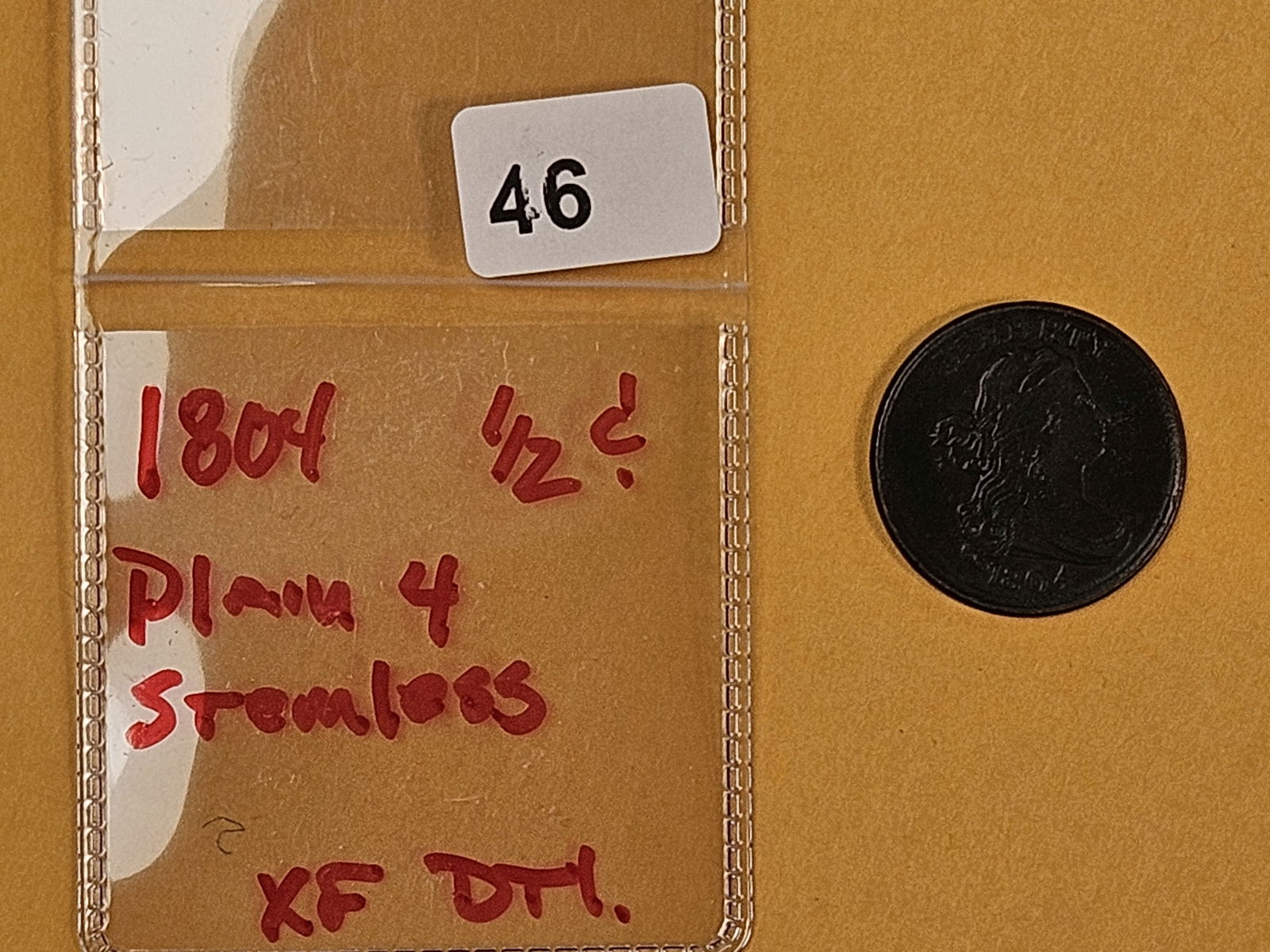 * 1804 Draped Bust Half Cent in Extra Fine - details - 2