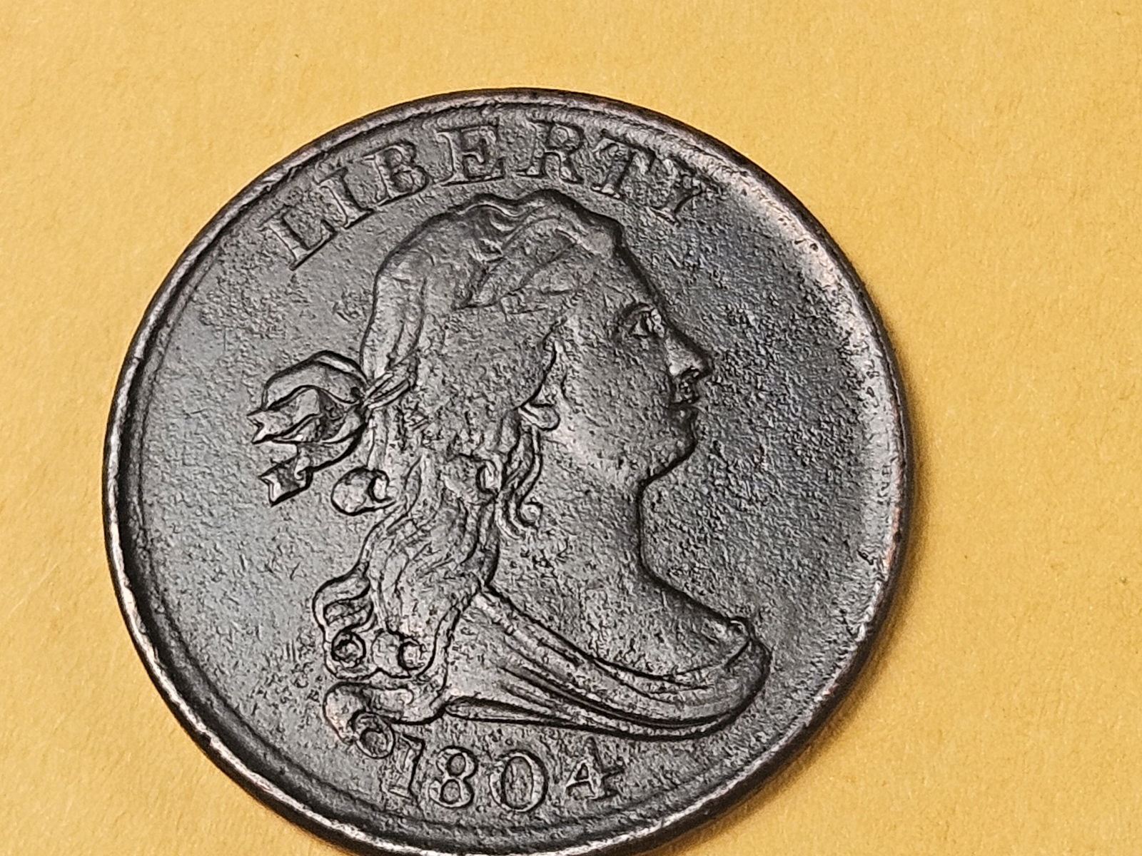 * 1804 Draped Bust Half Cent in Extra Fine - details - 3