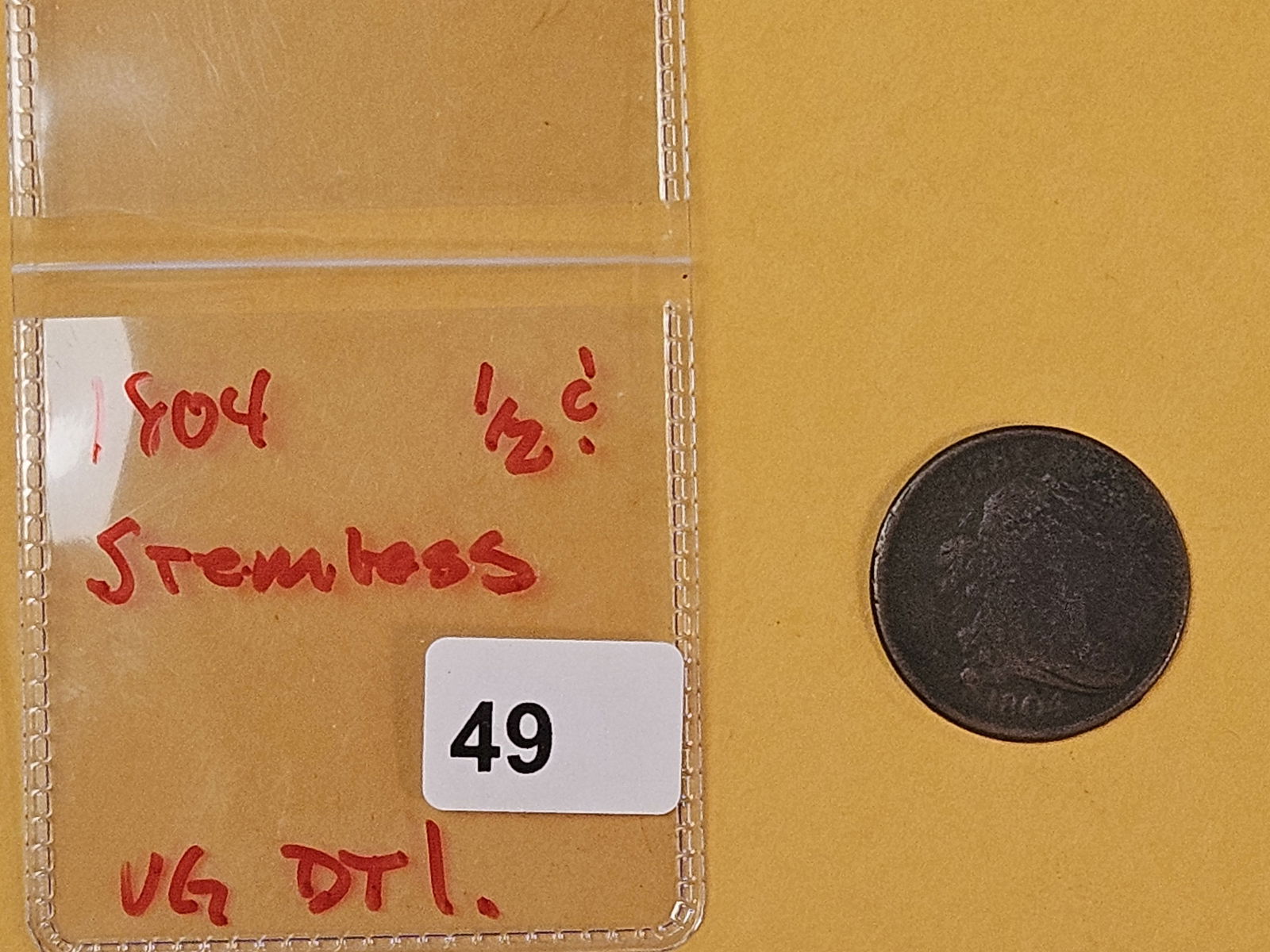 1804 Draped Bust Half Cent in Very Good - details - 2