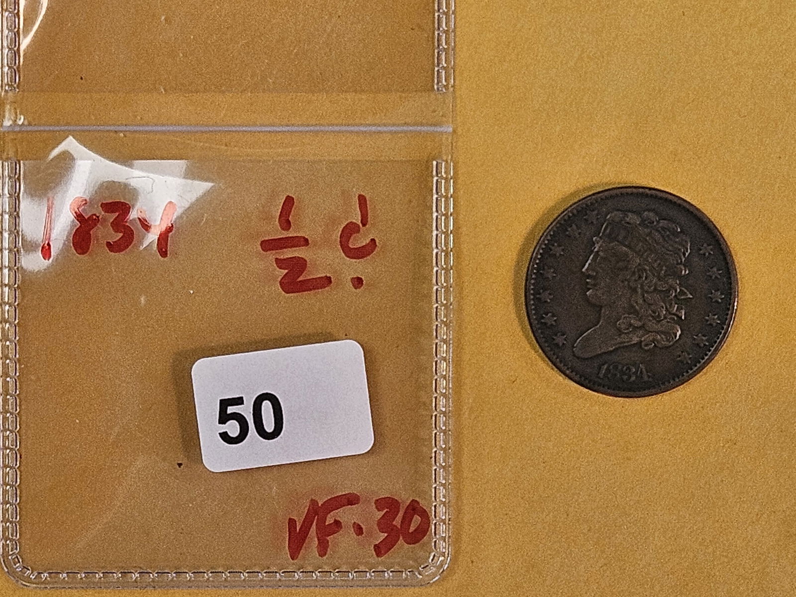 1834 Classic Head Half cent in Very Fine - 30 - 2