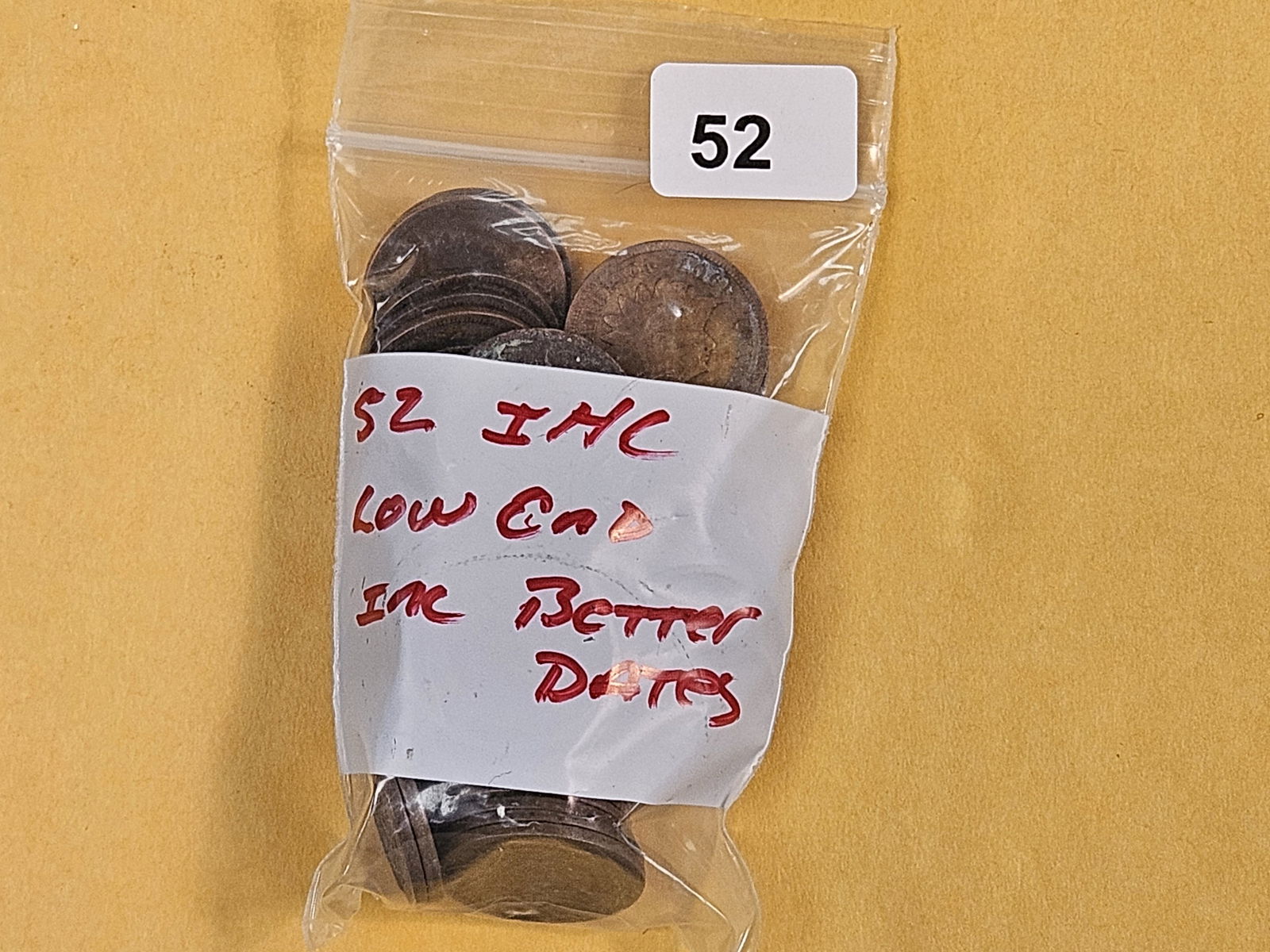 Fifty-Two Indian Cents: All lower end, but includes some better dates 