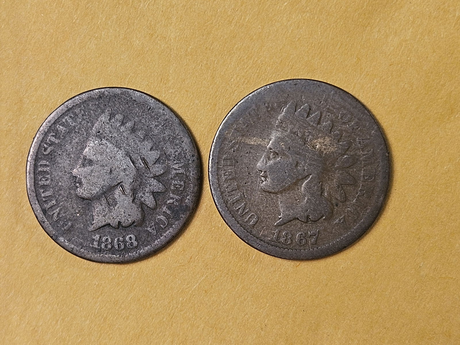 Two SEMI-Key 1867 and 1868 Indian cents (1 of 3)